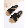 thumbnail image 5 of Women's Minimalist Criss Cross Strap Flat Slides, Outdoor Espadrille Sole Beach Slide Sandals, Solid Color Flat Shoes, 5 of 5