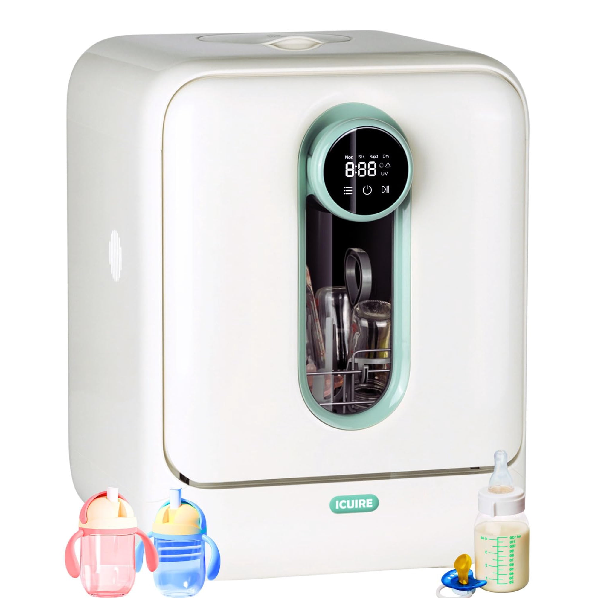 Baby Bottle Washer and Sterilizer and Dryer, 131-167°F High Temperature Sterilize for Baby Stuff, 3.2L Water Tank to Clean Bottles, Pump Part &Pacifiers&Bowl, Newborn Parents One-Hand Operation
