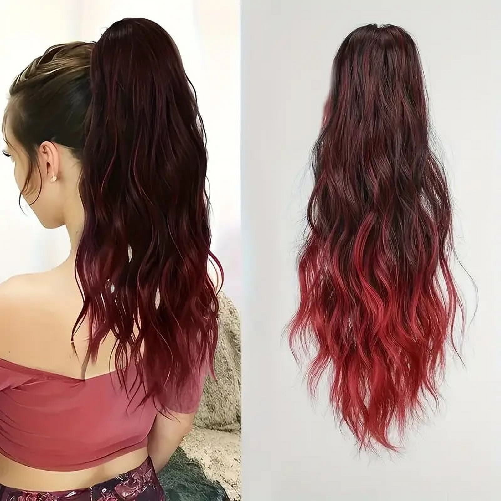 18-inch Synthetic ponytail hair extension wig gradient  water ripple claw clip in long curly wavy ponytail hairpiece for women