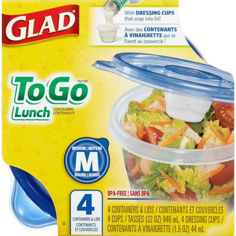 Glad Food Storage Containers, To Go Lunch, 32 Ounce, 4 Count, Shop