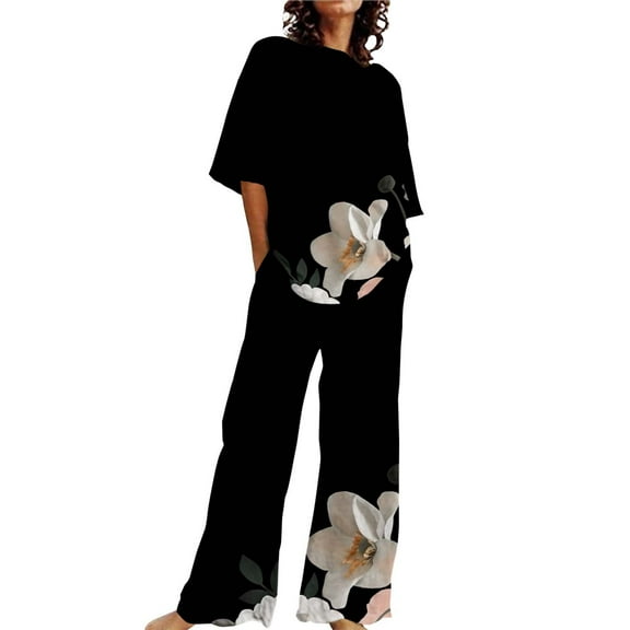Cotton Women's Pajama Sets Summer Outfits For Women 2 Cotton Linen Set Oversized T Shirts Straight Leg Pant Plus Size Tracksuit, Women Pajama Sets XXXXXL