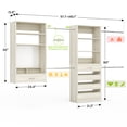 thumbnail image 2 of Homieasy Dual Closet Organizer System,Freestanding Wood Drawer Tower with 4 Storages & Hanging Rods + Wall-Mounted Magnetic Pegboard Vanity with Drawers ,Walk-in Closet,White Oak, 2 of 6