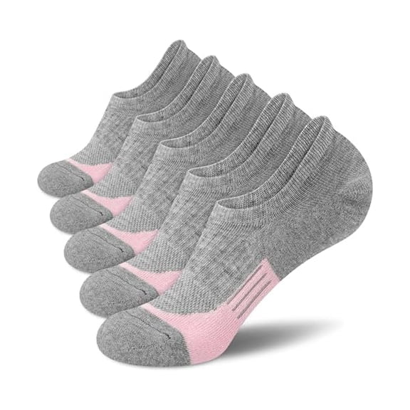 Eryueer No Show Socks - Athletic Running Thick Cushioned Socks (5 Pairs)