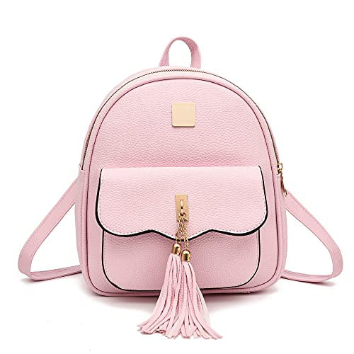 Fashion Tassel Backpack Purse for Girls Women Mini Bag Leather Backpacks 