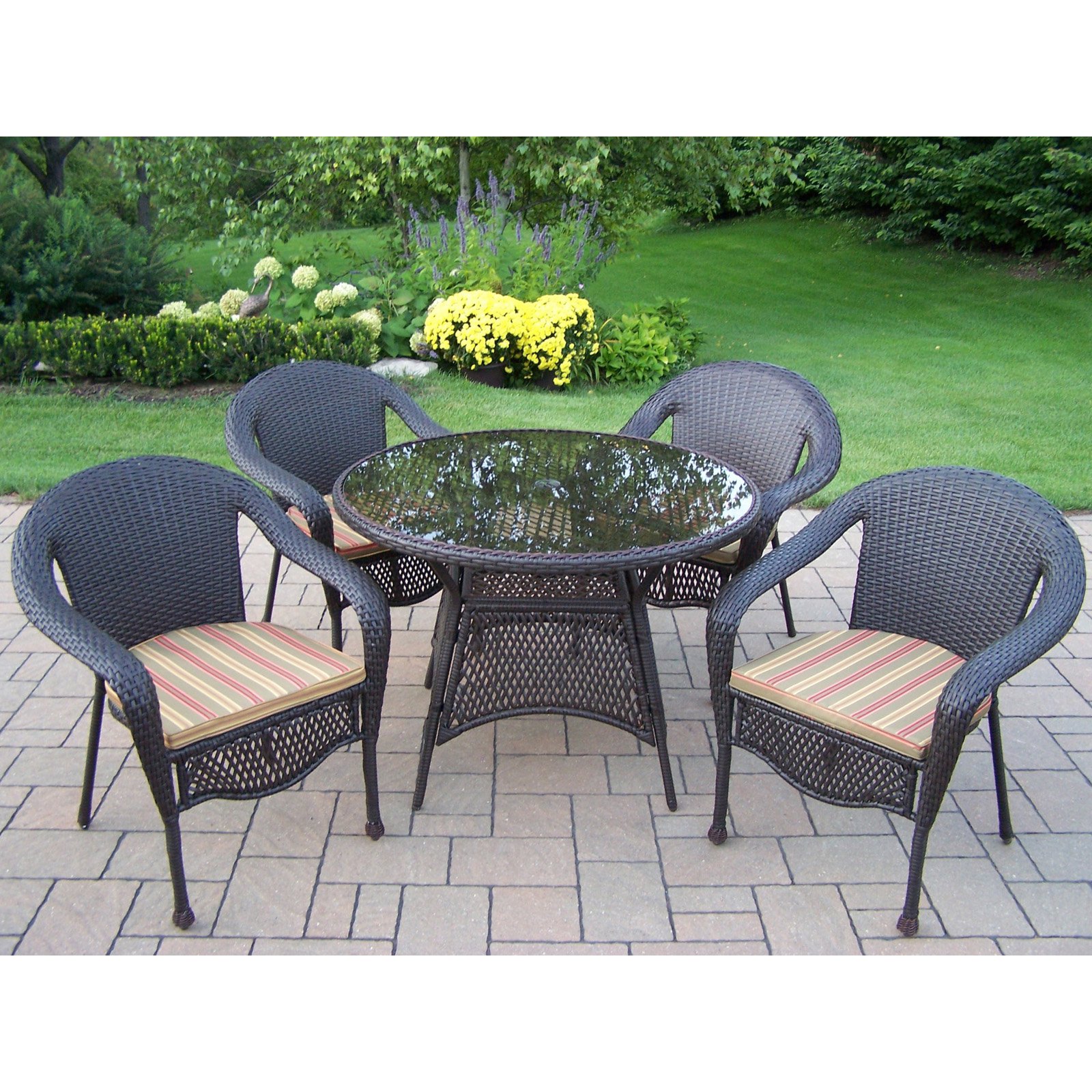 Oakland Living Elite AllWeather Wicker Patio Dining Set