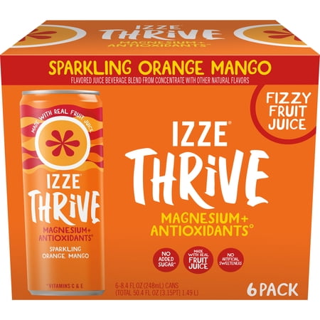 IZZE Thrive Orange Mango with Magnesium 6-pack, 8.4 fl oz cans