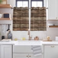 thumbnail image 2 of Old Wooden Board Kitchen Curtains Window Panels, Rustic Farmhouse Brown Wooden Plank Insulated Window Treatment Curtain, Grommet Curtains for Bedroom/Living Room/Bathroom, 2 Piece 42"Wx54"L, 2 of 8