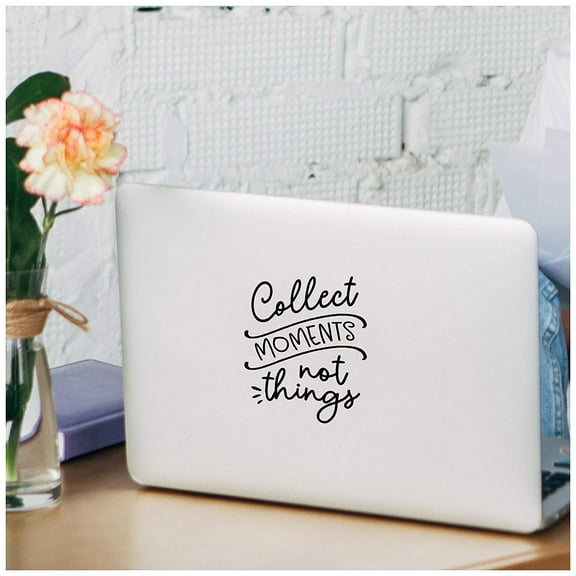 Collect Moments Not Things Vinyl Lettering Wall Decal Sticker (5.5" H x 5" W, Black)