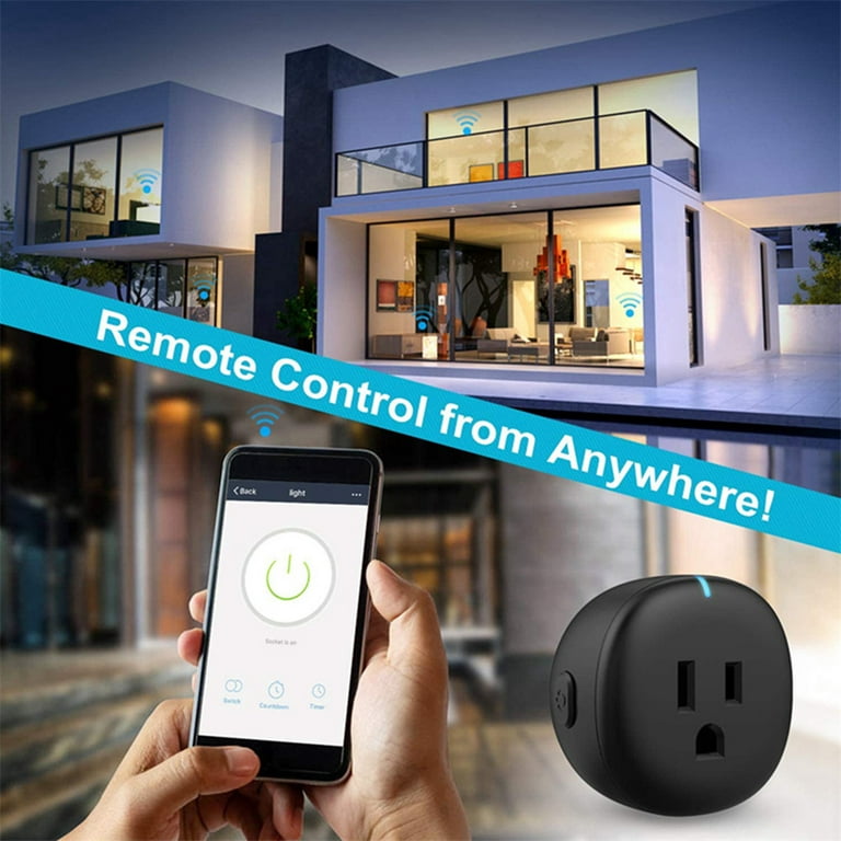 Smart Socket WiFi Wireless Voice Timer Remote Control USB Power Outlet Mini  Plastic Socket US Plug, Black 