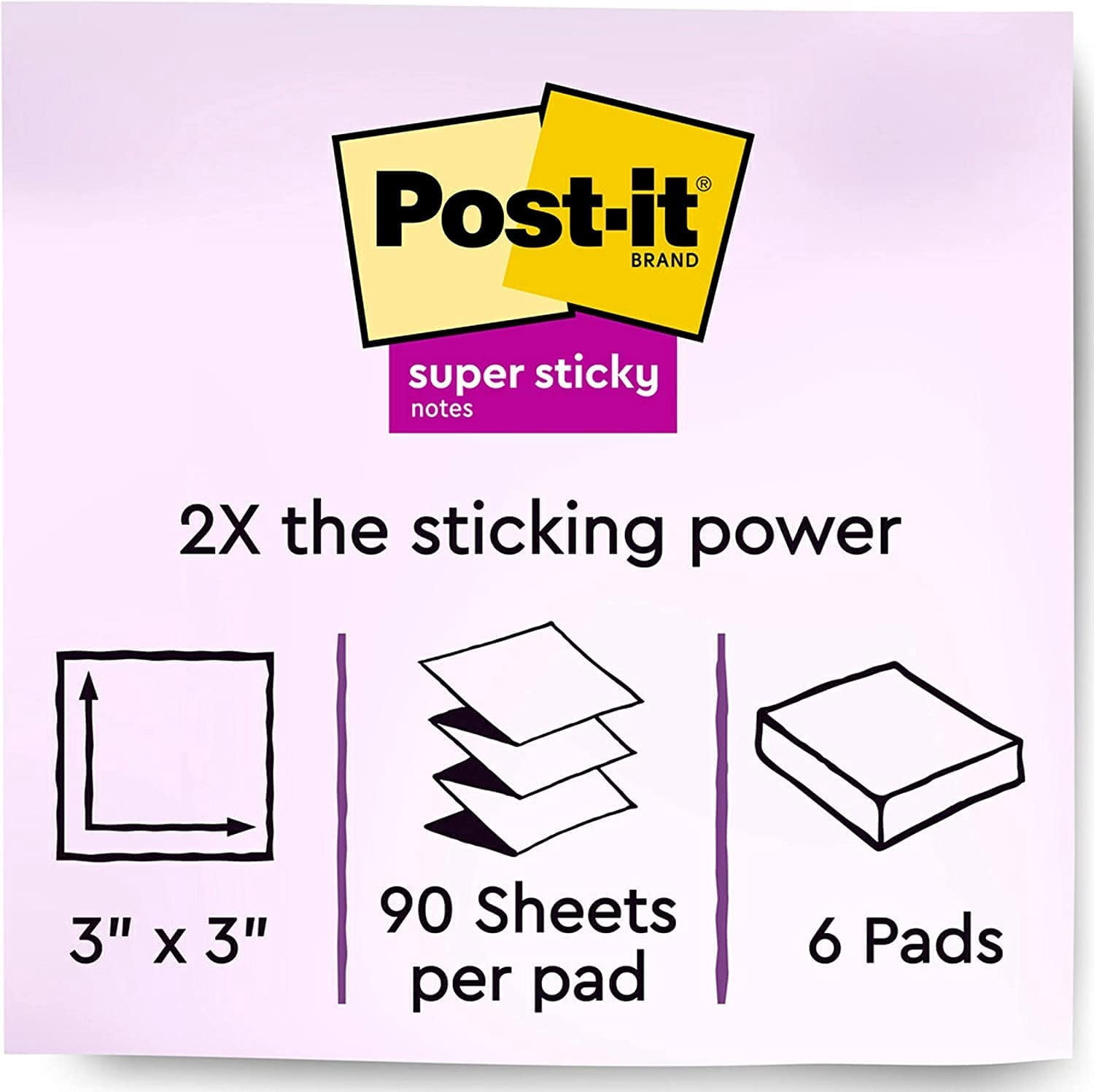 Post-it Super Sticky Dispenser Pop-up Notes R330-6SSUC, 3 in x 3 in (76 mm x 76 mm)
