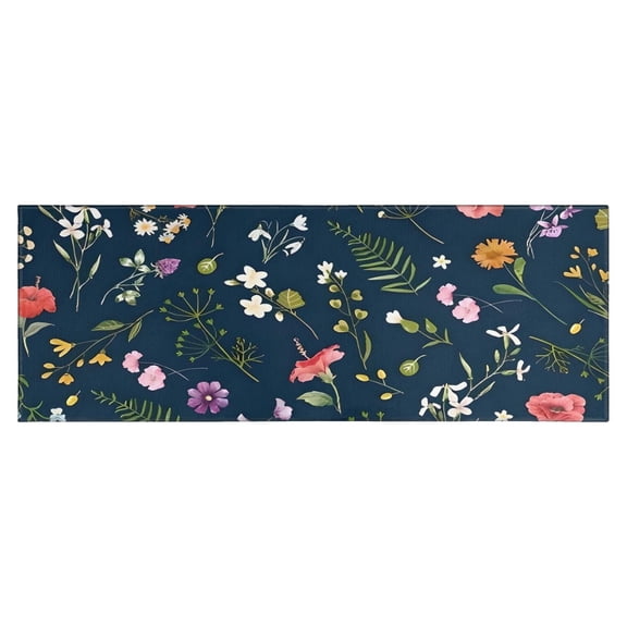 Pioneer Flower Floral Print Pattern Kitchen Rug Mat,Kitchen Runner Rugs Non Skid Washable,Decorative Kitchen Floor Mats for Kitchen,Sink,Laundry,17"X47"