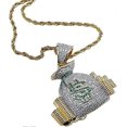 thumbnail image 3 of Collar con símbolo de dólar para hombre, colgante de bolsa de dinero con símbolo de dólar y cadena de 22.8, collar con símbolo de dólar de hip hop, collar punk rock para rapero, D, 3 of 3