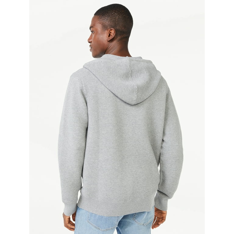 Free Assembly Men s Ottoman Rib Full Zip Hooded Sweater Walmart