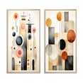 thumbnail image 2 of Designart "Faded Retro Circles Minimal Geometry" Modern Midcentury Framed Wall Art Set Of 2 - Mid-Century Multicolor Frame Gallery Set For Office Decor, 2 of 6