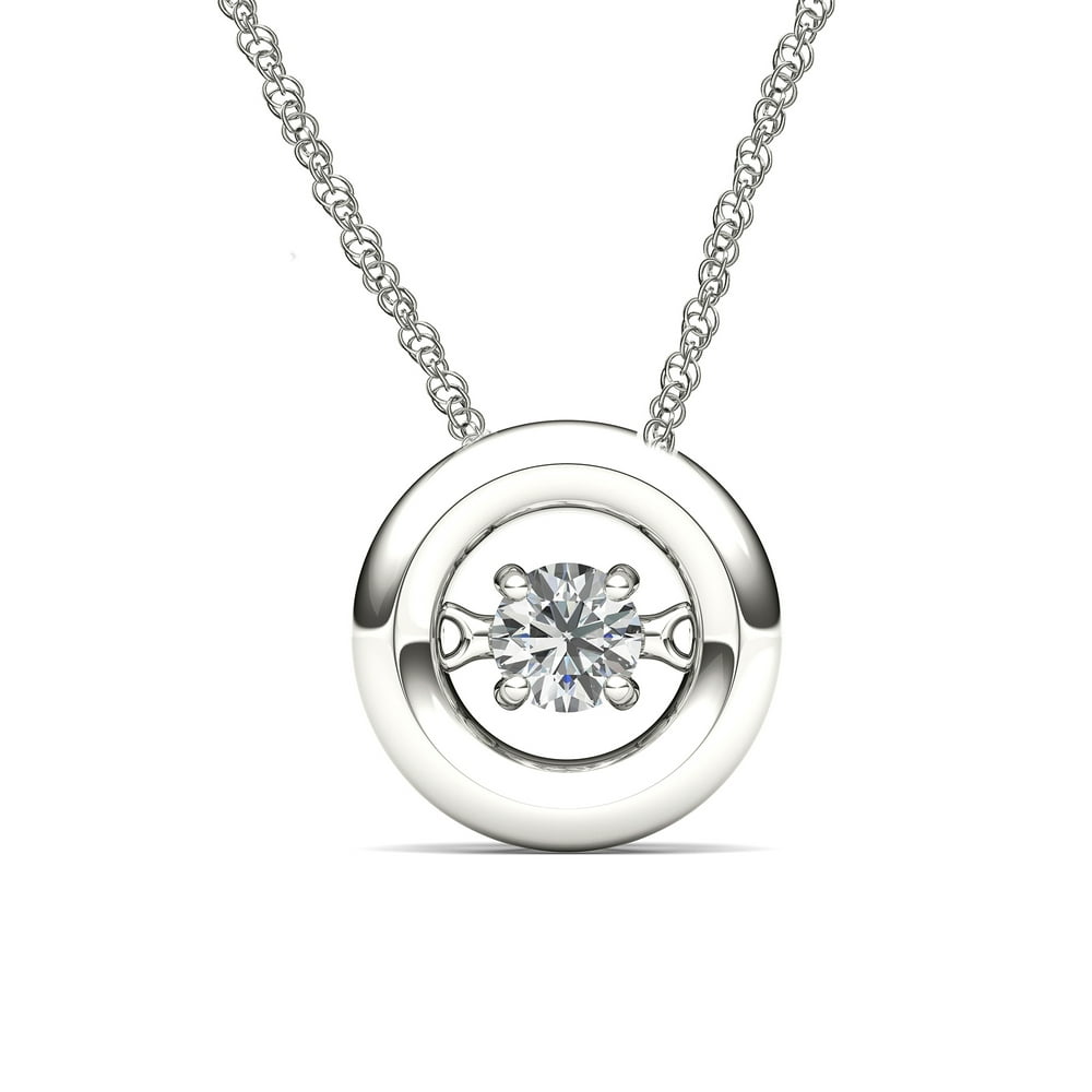 Imperial - 1/10Ct TDW Diamond 10K White Gold Dancing Diamond Necklace ...