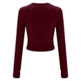 thumbnail image 6 of Arlun,Womens Plain Thin T Shirts Casual Crew Neck Stretchy Tight Tops Women's Soft Comfortable Lightweight Breathable Long Sleeve Finger Button Workout Tshirts Wine7 XS, 6 of 6