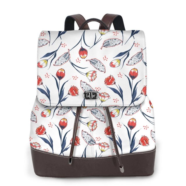 Fotbe Tulips Flowers Mochila Bolso con Estampado para Mujer, Mochila Antirrobo de Nylon Impermeable, Bolsa Ligera de Hombro