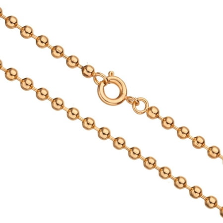 18Inch Necklace Gold Ball Chain, Gold Finished 3.2mm Ball With Springring Clasp