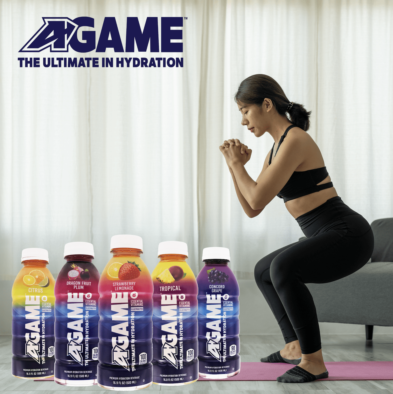 16.9oz A-GAME Beverages Strawberry Lemonade- Case of 12