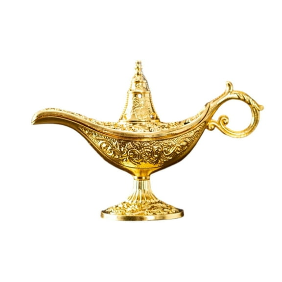 Exquisite Vintage Style Aladdin's Magic Lamp Replica Decorative Gold Genie Lamp for Home Decor and Gifts