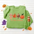 thumbnail image 5 of KEGIRLOM Oversized Halloween Thanksgiving Crewneck Sweatshirt, Pumpkin Fall Graphic Sleeve Print, Spooky Season Casual Outfit Green Pullover, 5 of 5