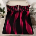 thumbnail image 2 of jejeloiu Geometric Waves Stripes Twin Sheet Sets,Red Black Bedding For Girls Boys 3pcs, 2 of 7