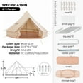 thumbnail image 6 of TOMOUNT Canvas Tent 13ft Bell Tent Yurt with Stove Jack Zipped Removable Floor for Glamping Truck Car Camping, 6 of 6