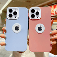 thumbnail image 4 of Funda de lujo con agujero en el logotipo de Candy para iPhone 15, 14, 13, 12, 11 Pro Max Plus, funda trasera suave de silicona líquida a prueba de golpes, accesorios para teléfono, 4 of 5
