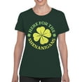 thumbnail image 2 of Here for the Shenanigans Fun St. Patricks Day Shamrock Women's T-shirt, 2 of 3