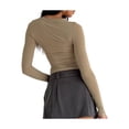 thumbnail image 4 of Lamuusaa Women's Spring Autumn Slim Tops Solid Color Long Sleeve Round Neck Streetwear Blouse, 4 of 9