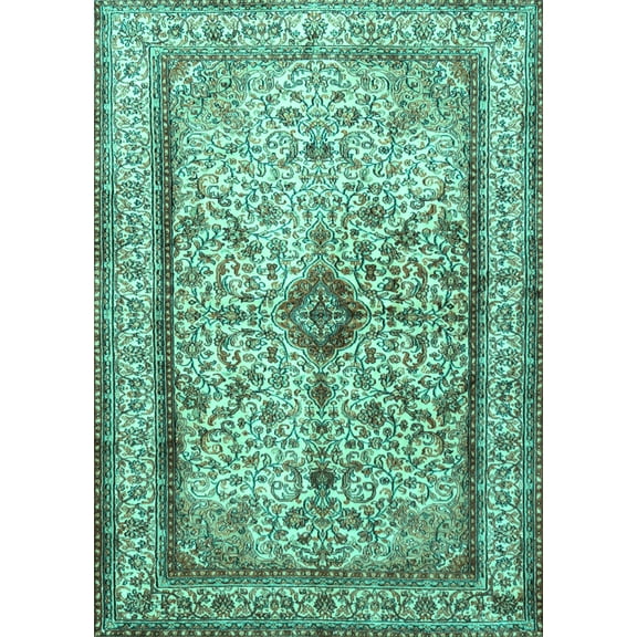 Ahgly Company Indoor Rectangle Persian Turquoise Blue Traditional Area Rugs, 5' x 7'