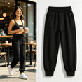 thumbnail image 2 of Inverlee Women's Elastic High Waist Jogger Sweatpants Cuffed Ankle Dual Side Pockets Loose Athletic Loungewear Pants Black (S-XXL), 2 of 8