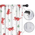 thumbnail image 4 of Blackout Kids Curtains,Red Cat and Leaf White Pattern Children's Insulated Curtains Set Of 2,Bedroom Essentials,Toddler Room Decor 52"x84", 4 of 5
