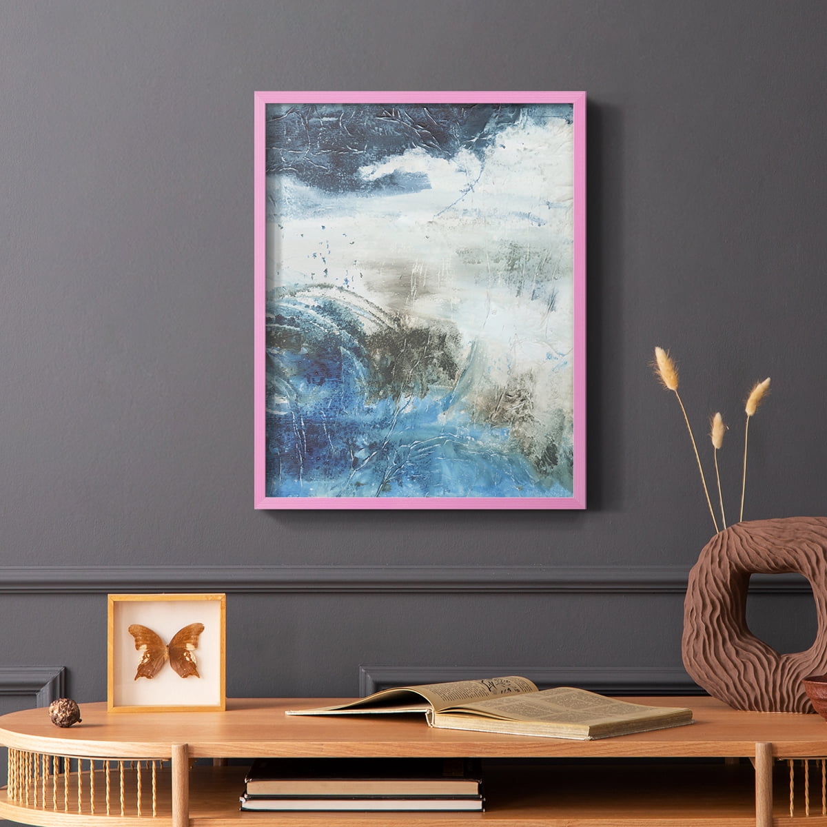 Coastal Seas I Framed Print in Pink Solid Wood Framed Print No Nail Hanging