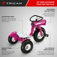 thumbnail image 3 of Tricam Outdoor Tractor Tricycle 22" Steel Toddler Bike Kids Ride On, Pink, 3 of 8