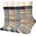thumbnail image 1 of 5 pares de calcetines de lana para mujer Calcetines de punto grueso Vintage de invierno cálidos y acogedores Regalos, 1 of 5