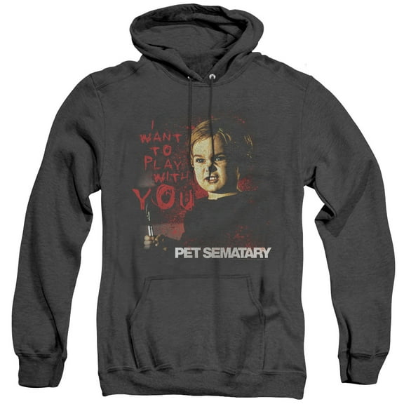 Pet Sematary I Want To Play Adult Heather Hoodie Sweatshirt Black