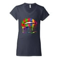 thumbnail image 2 of Wild Bobby, Colorful Painted Lip, Streetwear, Women Standard V-Neck Tee, Navy, XX-Large, 2 of 5