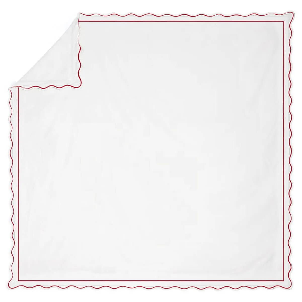 400TC Cotton Scallop Embroidery & Border Sateen Solid Duvet Cover Set