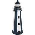 thumbnail image 1 of Sunnydaze Outdoor Backyard Garden Nautical Lighthouse Solar LED Pathlight Statue Figurine - 36" - Blue Stripe, 1 of 10