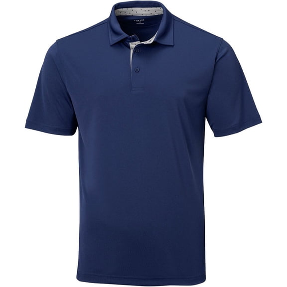 TGW Men's Collar Trim Solid Golf Polo Shirt for Golfing Dark Blue M