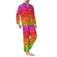 thumbnail image 2 of Lsque Colorful Glitter Pattern Long Sleeve Pajama Set for Men - Soft 2-Piece Sleepwear and Loungewear Set with Pockets, Comfy Nightwear-Large, 2 of 7