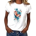 thumbnail image 4 of Otvok Summer Tops for Women Butterfly Floral Graphic Tees Short Sleeve Round Neck Soft Breathable Casual Vacation Outfits, 4 of 6