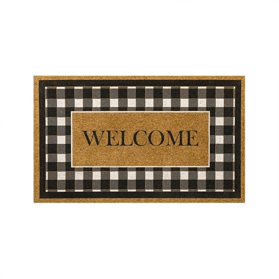 Mohawk Home Fall Welcome All Weather Indoor/Outdoor Faux Coir Door Mat, Natural, 1' 6" X 2' 6"