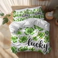 thumbnail image 2 of Saint Patrick's Day Full Size Comforter Set, Watercolor Gradient Green Shamrocks Bedding for All Seasons, 4 Pcs Bed Set, 1Quiltcover (86"x86") ,1Sheet(80"x116"), 2Pillowcases (30"x20"), 2 of 9