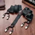 thumbnail image 6 of Buyless Fashion Satin Twill Formal Mens Suspenders - 48" Adjustable 6 Clip Y Back - 1 1/4" Leather End, 6 of 8