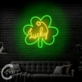 thumbnail image 2 of C-CRAFT Lucky 4 Leaf Clover Neon Sign LED Light 35 inch for Patrick's Day Wall Art Decor, 2 of 5