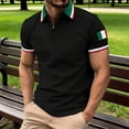 thumbnail image 2 of Mens Polo Shirts Men's Short Sleeve Button Front Polo Shirt Italian Flag Print Performance Top Lightweight Breathable Casual Theme Black L, 2 of 4