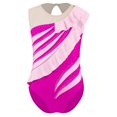 thumbnail image 2 of Kaerm Kids Shiny Rhinestone Sleeveless Ruffle Gymnastics Tank Leotard Sparkly Dance Unitard for Girls Hot Pink 12, 2 of 6