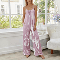 thumbnail image 2 of Women Tie Dye Wide Leg Jumpsuit Sleeveless V Back Casual Loose Summer Outfit, 2 of 5